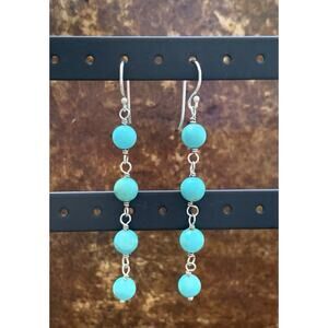 STS Sterling Silver and Turquoise Dangle Earrings
